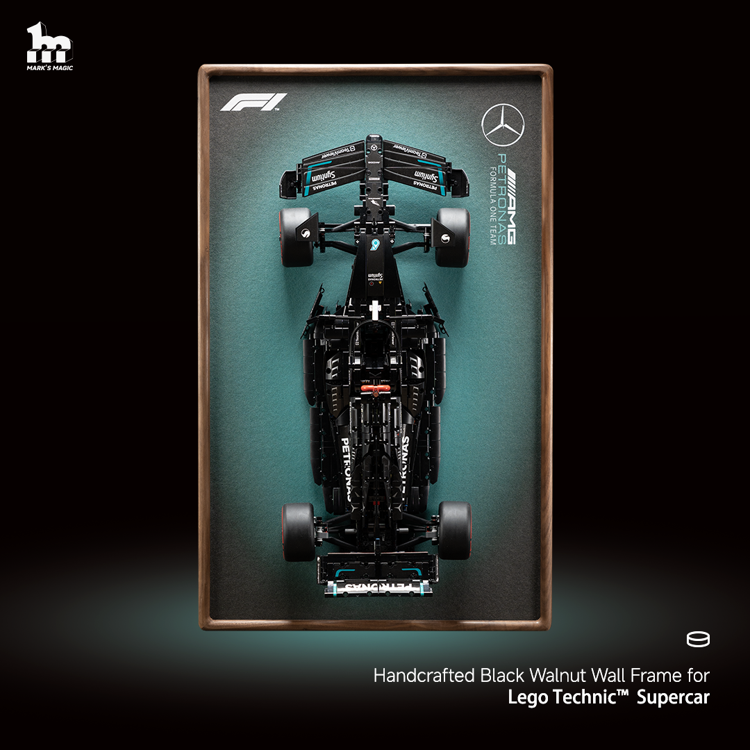 Premium LEGO® Technic™ Display Frame Handcrafted Black Walnut Wood.