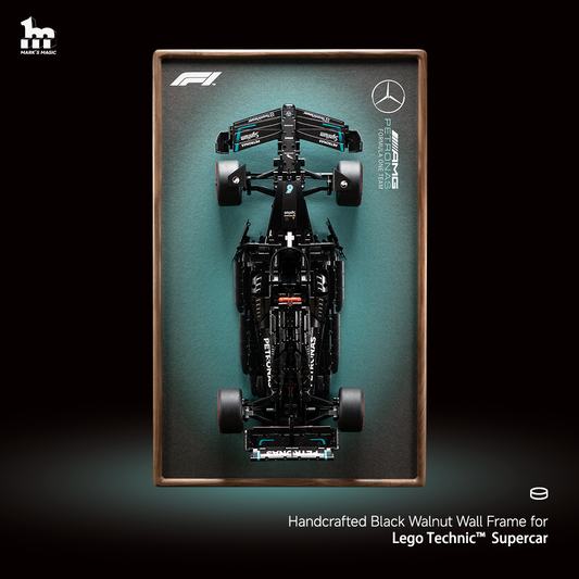 Premium LEGO® Technic™ Display Frame Handcrafted Black Walnut Wood.